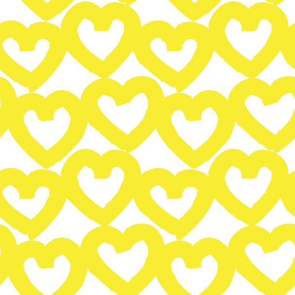 黄色ハート型ブラシストロークシームレスパターン背景用ファッションテキスタイル、グラフィック - ベクター画像
