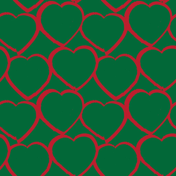 Weihnachten herzförmige Pinselstrich nahtlose Muster Hintergrund für Modetextilien, Grafiken - Vektor, Bild