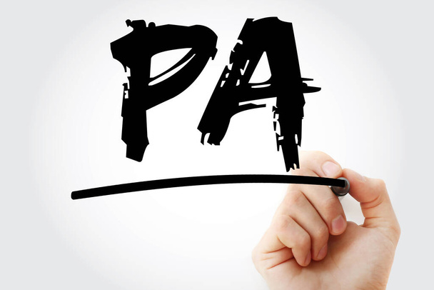 PA - Purchasing agent acronym with marker, business concept backgroun - Photo, Image