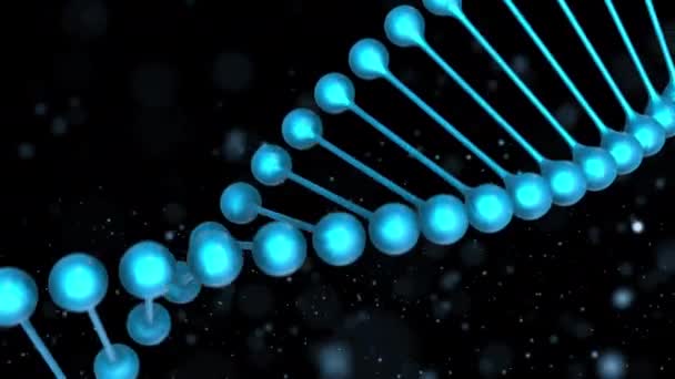 ДНК-металл голубой зум - вращающаяся спираль ДНК - Кадры, видео