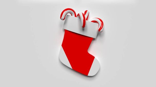 3d render christmas sock icon - Photo, Image