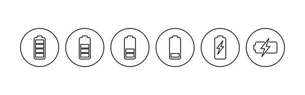 Ensemble d'icônes de batterie. niveau de charge de la batterie. icône de charge de batterie - Vecteur, image