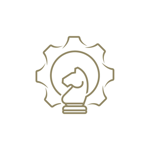 Ilustração do vetor do projeto do logotipo do xadrez da engrenagem, modelo do conceito do logotipo do xadrez criativo, ícones dos símbolos - Vetor, Imagem