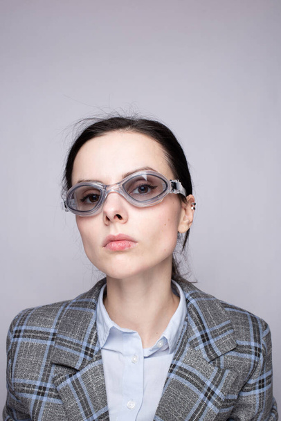woman office worker wearing glasses for the pool - Fotoğraf, Görsel