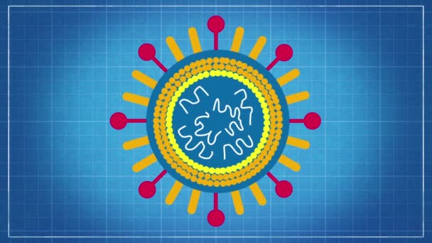 Virenklassifizierung - Viren benennen und in eine taxonomische Systemanimation auf Blaupause-Hintergrund einfügen - Filmmaterial, Video