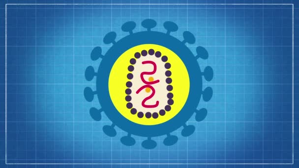 Virenklassifizierung - Viren benennen und in eine taxonomische Systemanimation auf Blaupause-Hintergrund einfügen - Filmmaterial, Video