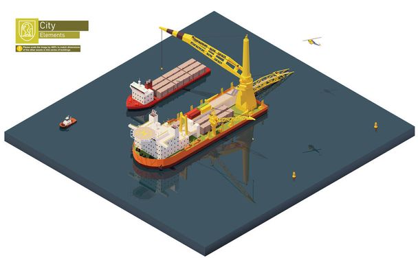 Vector isometric pipe laying vessel, pipe lay ship - Vector, Image