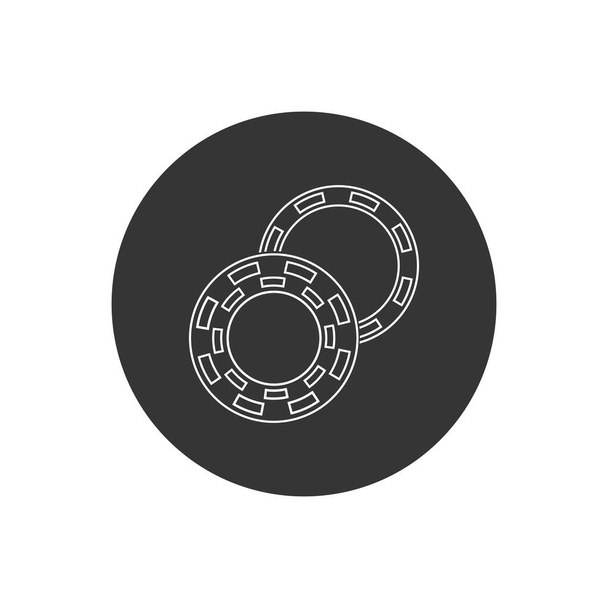 Casino puce ligne plate blanc icône poker puce vecteur icône - Vecteur, image