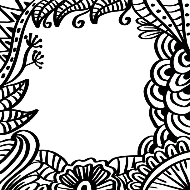 Hand Drawn Floral Frame - Vector, Imagen