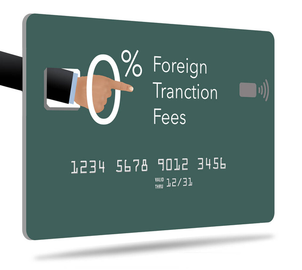 Here is a generic zero percent foreign transaction fee credit card. This is a 3-D illustration. - Photo, Image