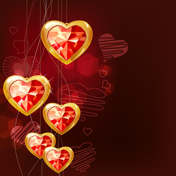 Ruby gold hearts - Vector, Image
