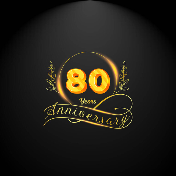Elegant golden 80 years anniversary logo template. luxury retro vintage style. vector illustration - Vector, afbeelding