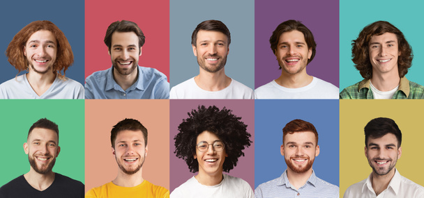 幸せな多様な多文化男性の複合コラージュ - 写真・画像