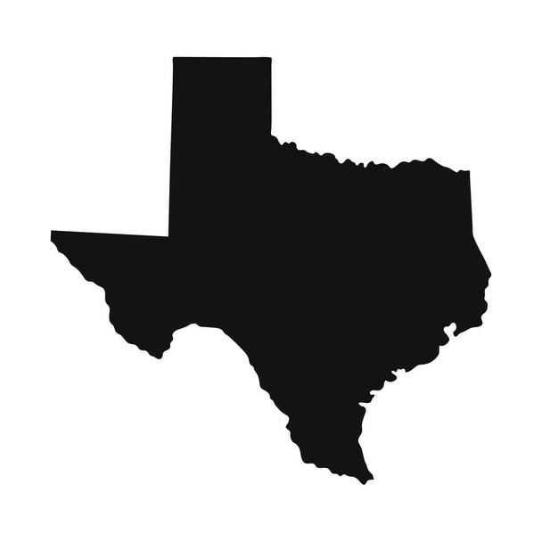 Texas czarna mapa na białym tle - Wektor, obraz