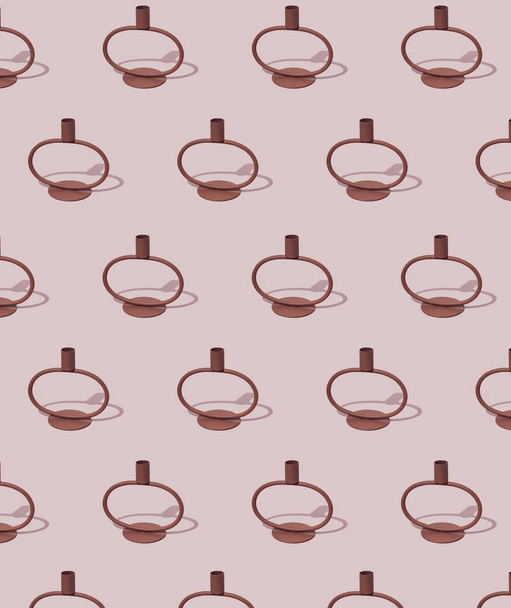 Minimal pattern made of retro candle holder against the pastel pink background. - Foto, imagen