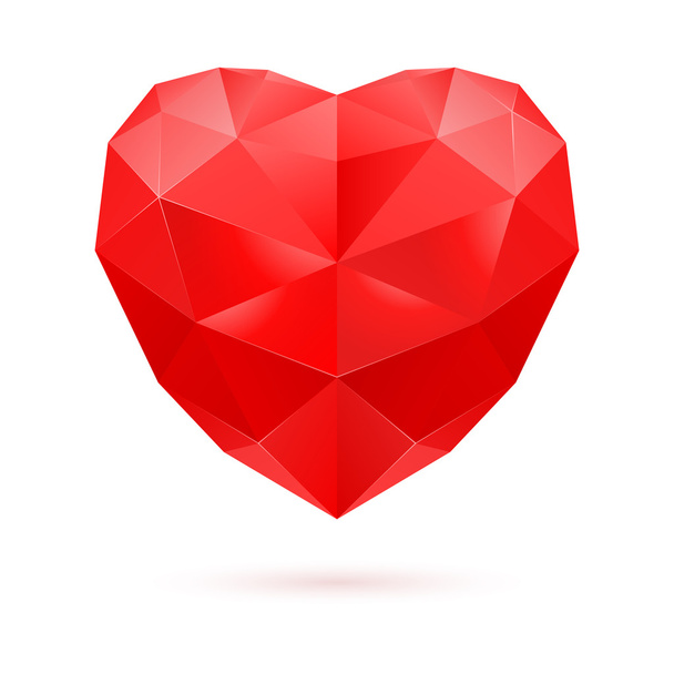 Red polygon heart - Вектор,изображение