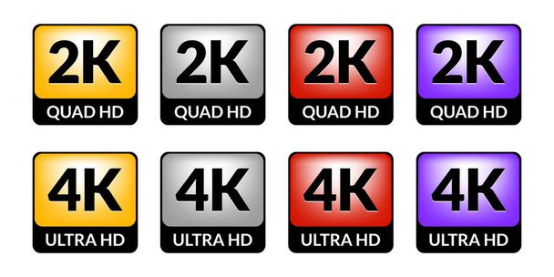 2k and 4k icon set. Vector. - Vector, Image