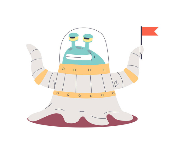 Cute monster character. Friendly monster cartoon from cosmos space ship on white background - Vettoriali, immagini