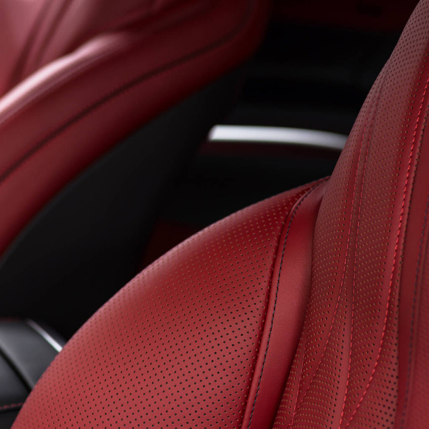Leather material in modern car. Macro photo. - Foto, Imagem