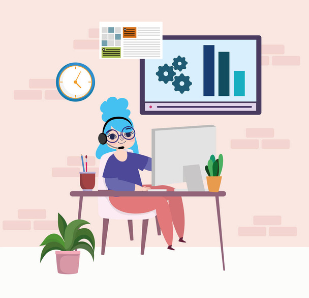 woman working home - Vector, Image