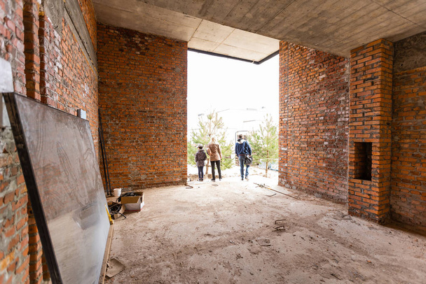 Interior construction of housing project patched without painting applied. - Foto, imagen