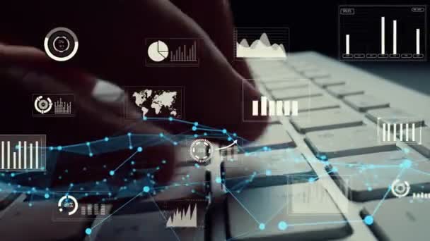 Visualización creativa del big data empresarial y análisis financiero en ordenador - Metraje, vídeo