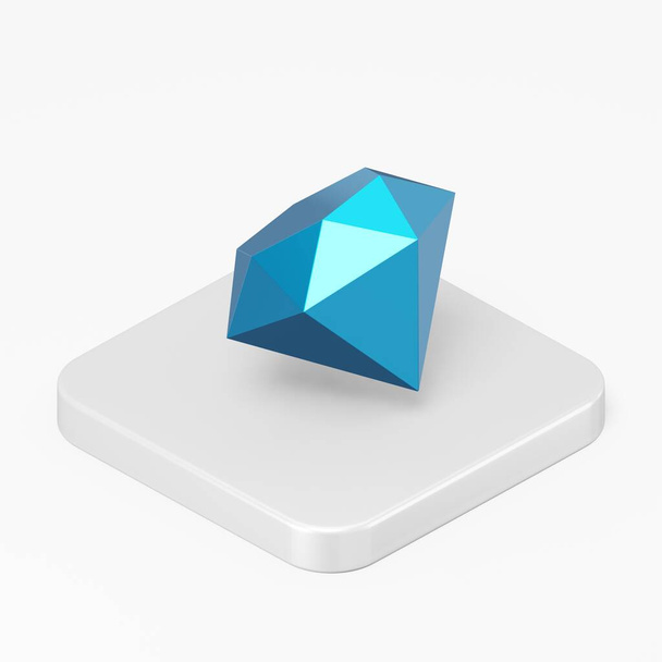 Blue diamond icon. 3d rendering square button key isometric view, interface ui ux element - Foto, immagini