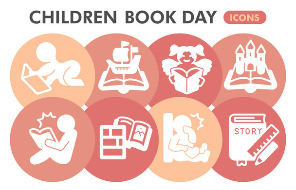 Modern children book day Infographic design template. book inphographic visualization with nine steps round design on white background. book day template for presentation. Infographic illustration. - Vektor, Bild