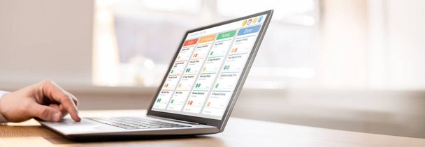Kanban Scrum Schedule Board Plan App On Management Tablet - Photo, image