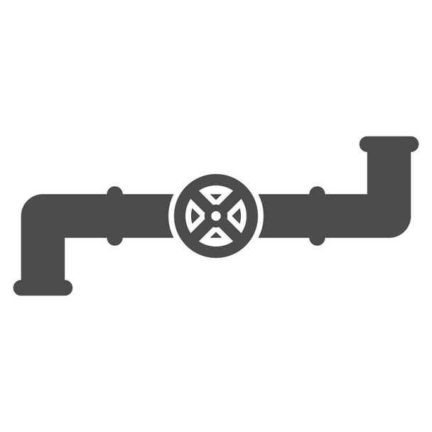 Tubo de agua con icono de válvula en estilo plano.Ilustración vectorial. - Vector, imagen