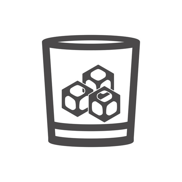 Glass with water and ice cubes icon in flat style.Vector illustration. - Διάνυσμα, εικόνα