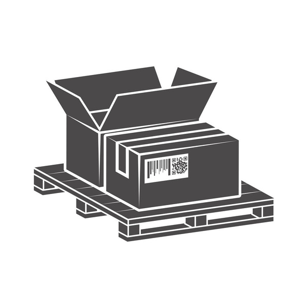 Shipping parcels in cardboard boxes, packed on pallet icon in flat style.Vector illustration. - Vector, Image