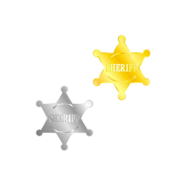 The police star is golden and silver.Vector illustration. - Vector, Image