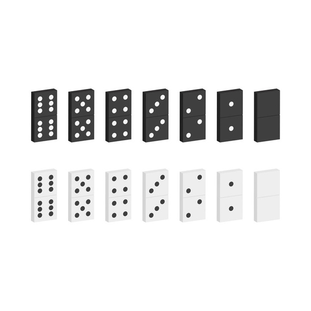 Set of black and white dominoes3d vector illustration and isometric view. - Vector, Image