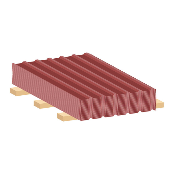 Roofing Sheet Iron.Vector isometric and 3D view. - Vector, Image