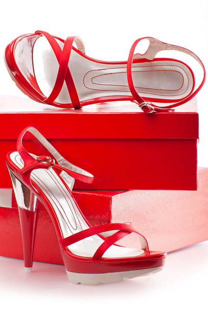 sapatos vermelhos com caixas
 - Foto, Imagem