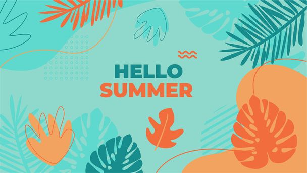 Hello Summer banner. Trendy texture. Season vacation, weekend, holiday logo. Summer Time Wallpaper. - ベクター画像