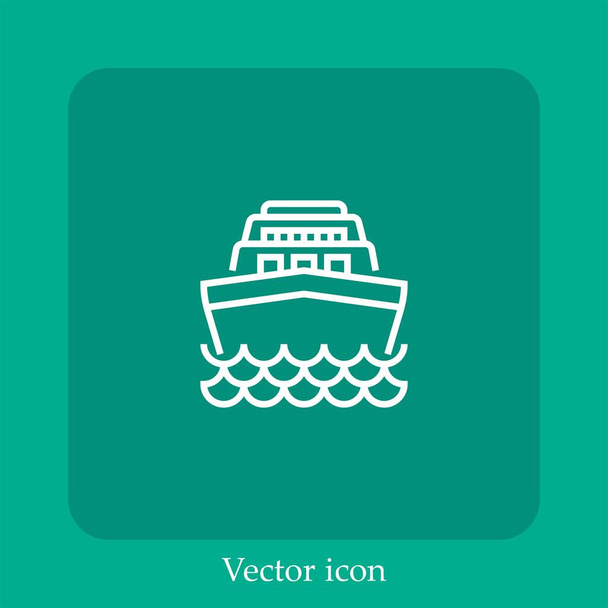 icono de vector de crucero icon.Line lineal con carrera Editable - Vector, imagen