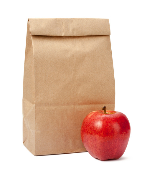 hnědá taška oběd s ořezovou cestou - Fotografie, Obrázek