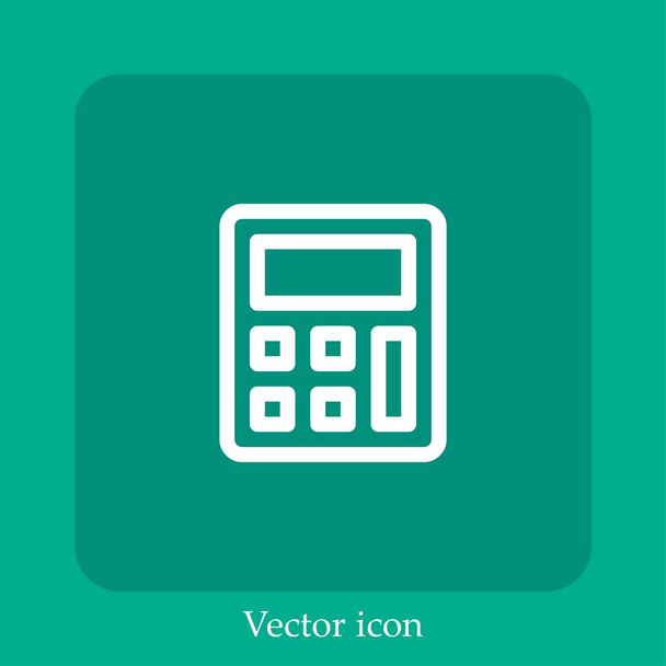calculadora icono vectorial icono lineal.Línea con carrera editable - Vector, imagen