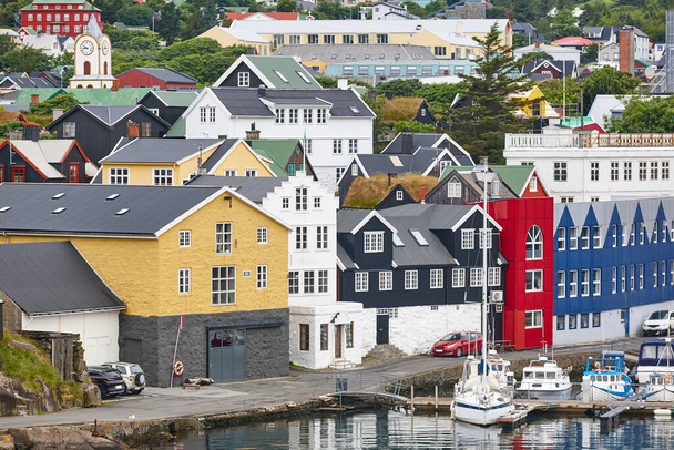 Feroe islands capital, Torshavn. Harbor and downtown. Streymoy south area - Photo, Image