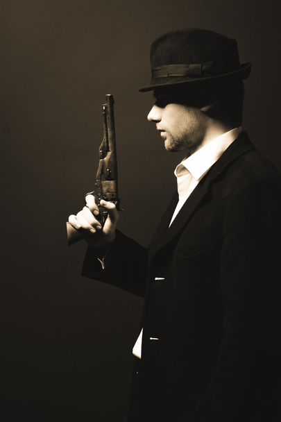 Midnight gangster in vintage look. - Photo, Image