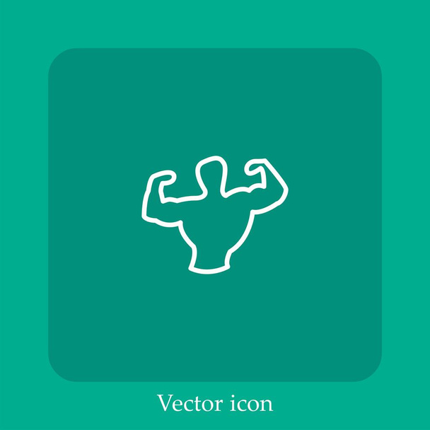 мышечный вектор значок linear icon.Line с редактируемым штрихом - Вектор,изображение