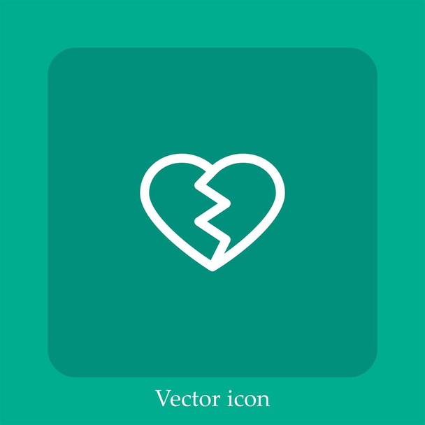 gebroken hart vector pictogram lineair icon.Line met bewerkbare slag - Vector, afbeelding