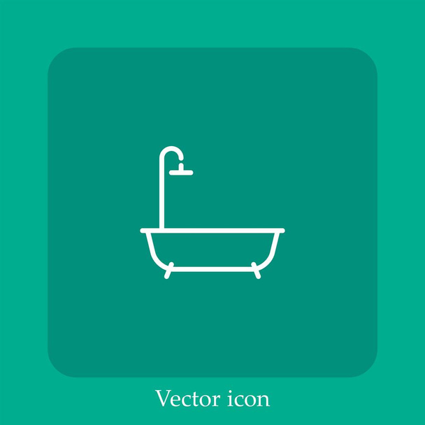 bathtub vector icon linear icon.Line with Editable stroke - Vector, Image