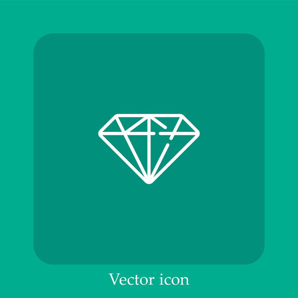 grande ícone vetor diamante linear icon.Line com curso Editável - Vetor, Imagem