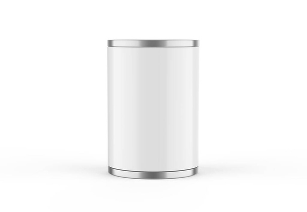Metallic food tin can mockup template for fish, beans, meat, corns, peas and vegetables. Steel tin jar mockup for design presentation, 3d illustration - Photo, Image