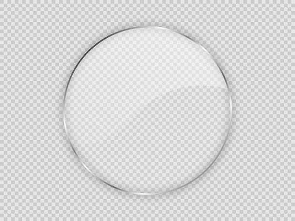 Glass plate in circle frame isolated on transparent background. Vector illustration. - Vector, Image
