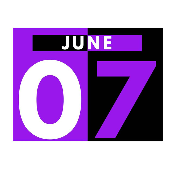 Le 7 juin. Icône du calendrier quotidien moderne .date, jour, mois .calendar pour le mois de juin - Photo, image