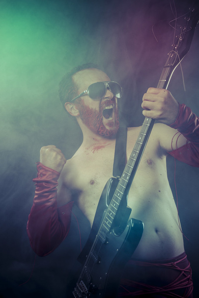 Rocker man with electric guitar - Foto, Imagem